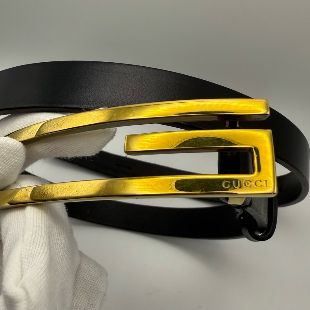 Gucci Black Belt with Gold Buckle